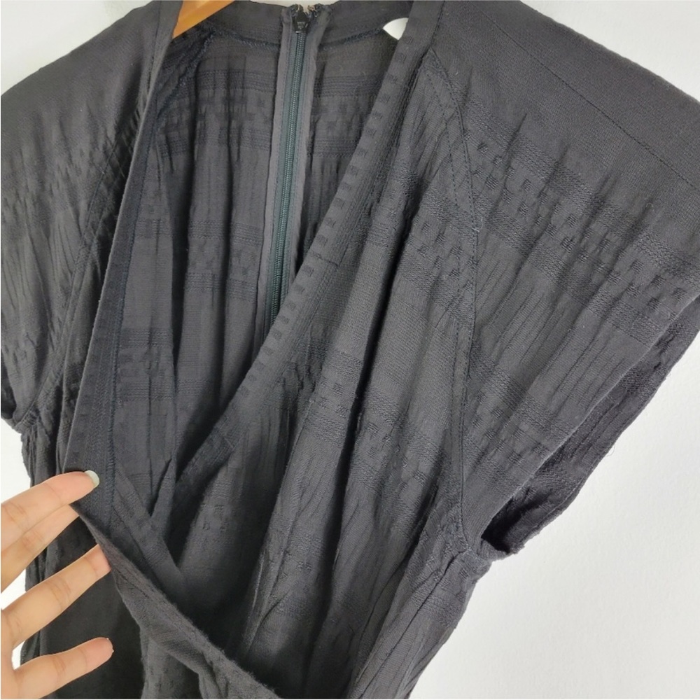 Veronica Beard Shadow Extended Shoulder Shirred Ruffle Wrap Minidress Black Sz 6 - Picture 4 of 12